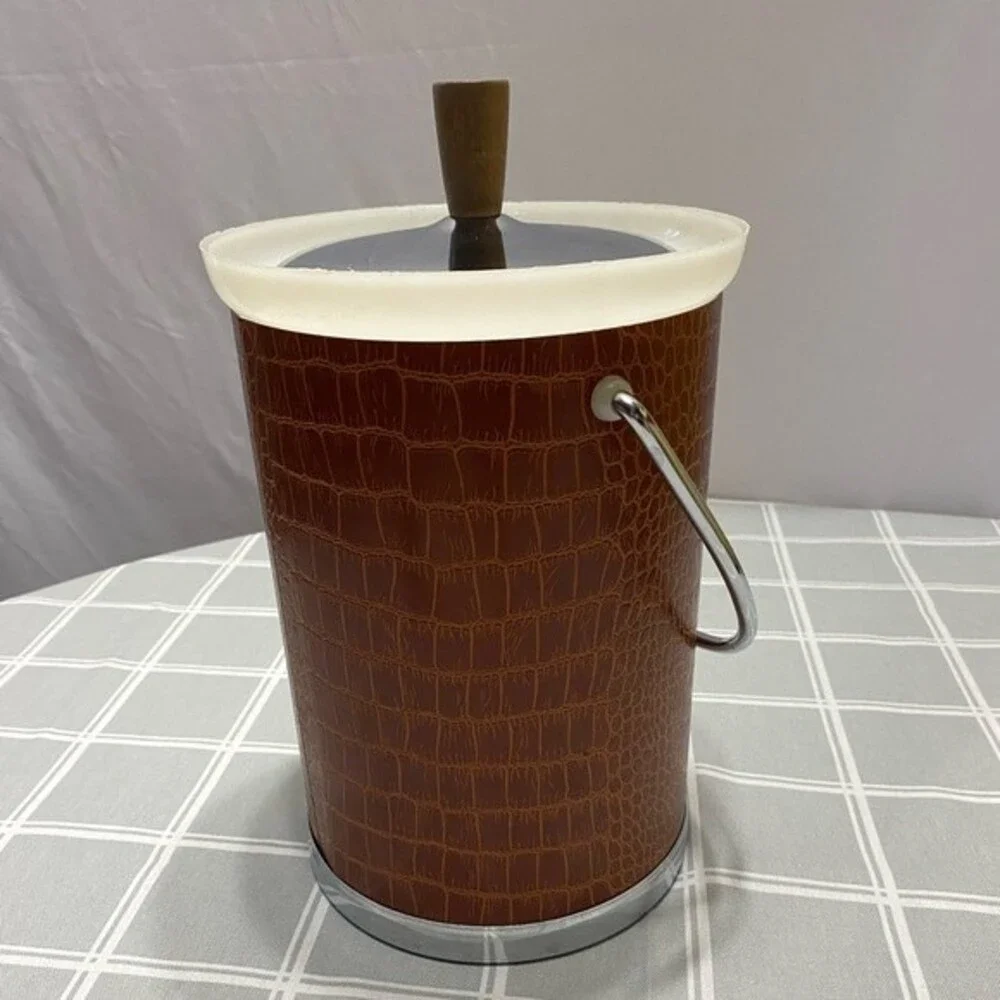 MCM Kromex Vintage Faux Crocodile & Chrome Ice Champagne Bucket